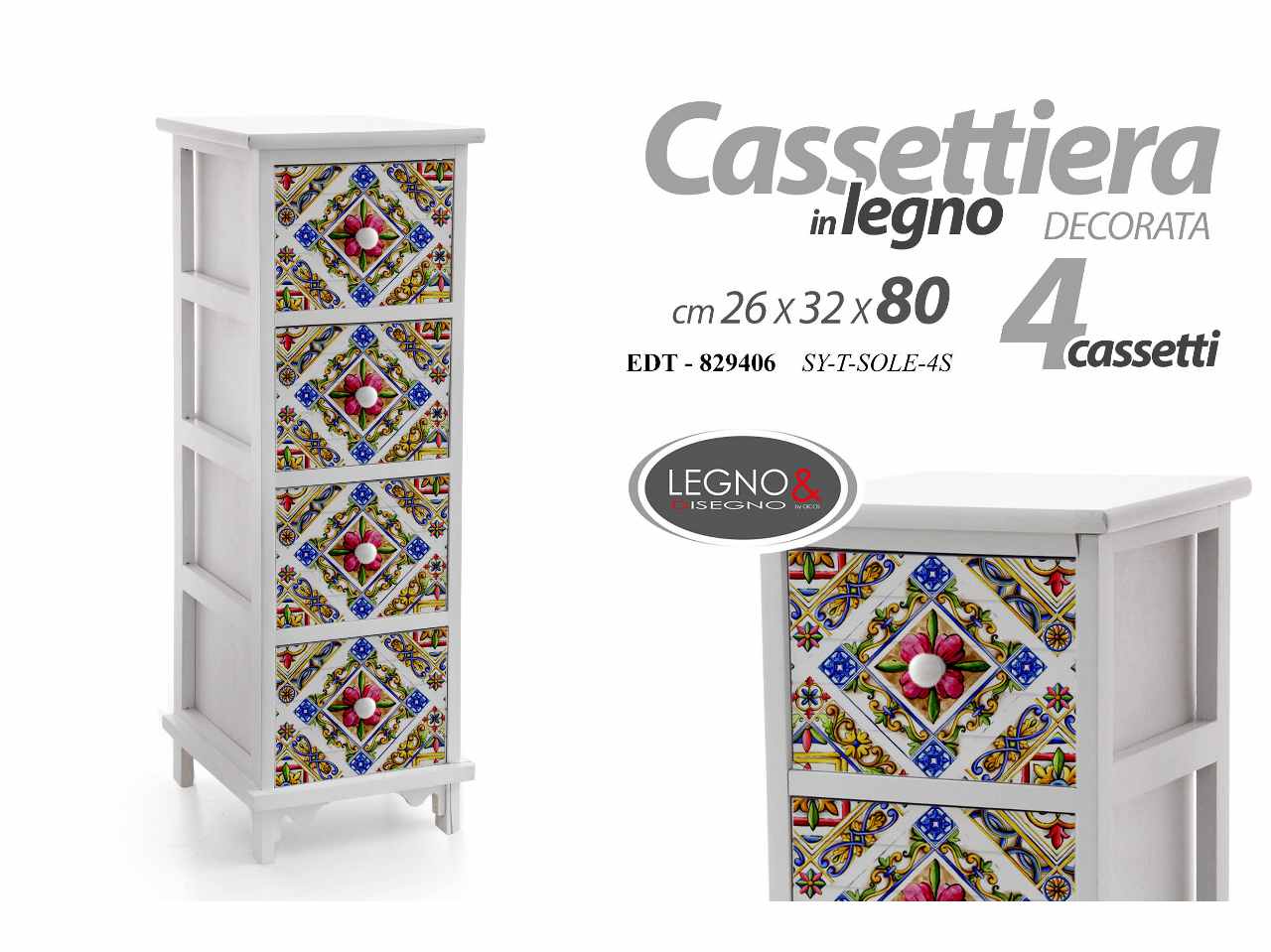 MOBILE 4CASSETTI 26x32x80cm829406