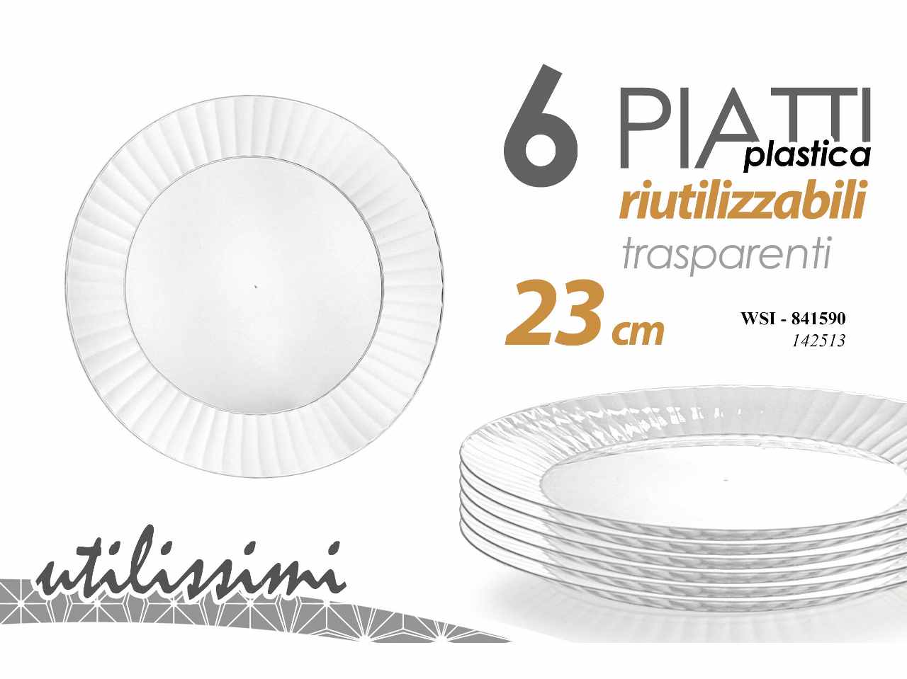 PIATTO PLAST.TRAS.6pz 23cm 841590
