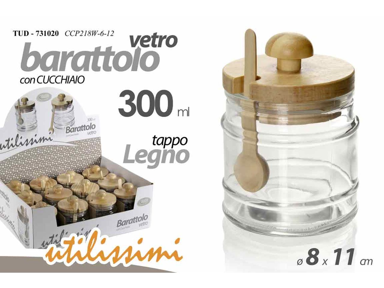 BARATTOLO 8X11CM 300ML CON CUCCH 731020