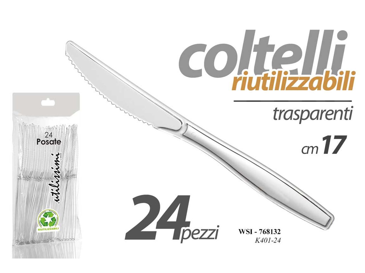 COLTELLI RIUTILIZZABILI 17CM IN 768132