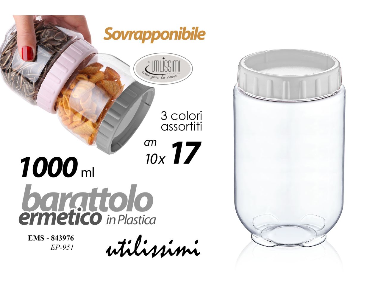 BARATTOLO DI PLASTICA DA 1LT 10X 843976