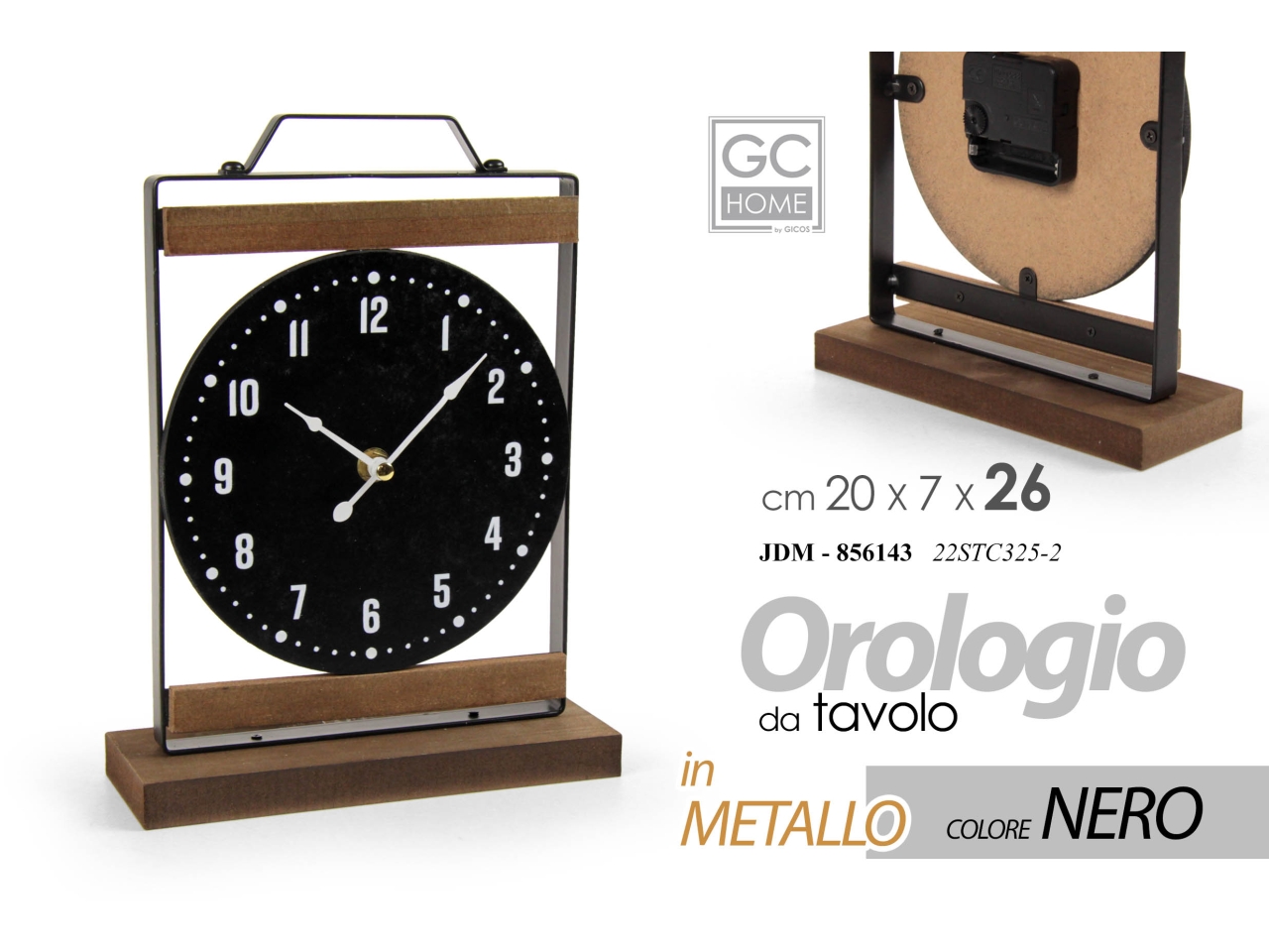 OROLOGIO DA TAV.20X7X26CM NERO 856143