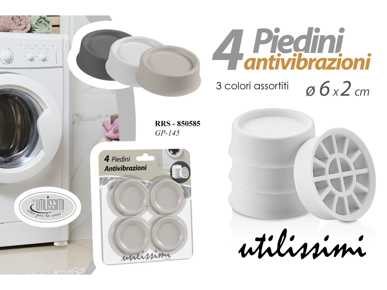 PIEDINI ANTIVIBRAZIONI 6X2CM 4PZ 850585