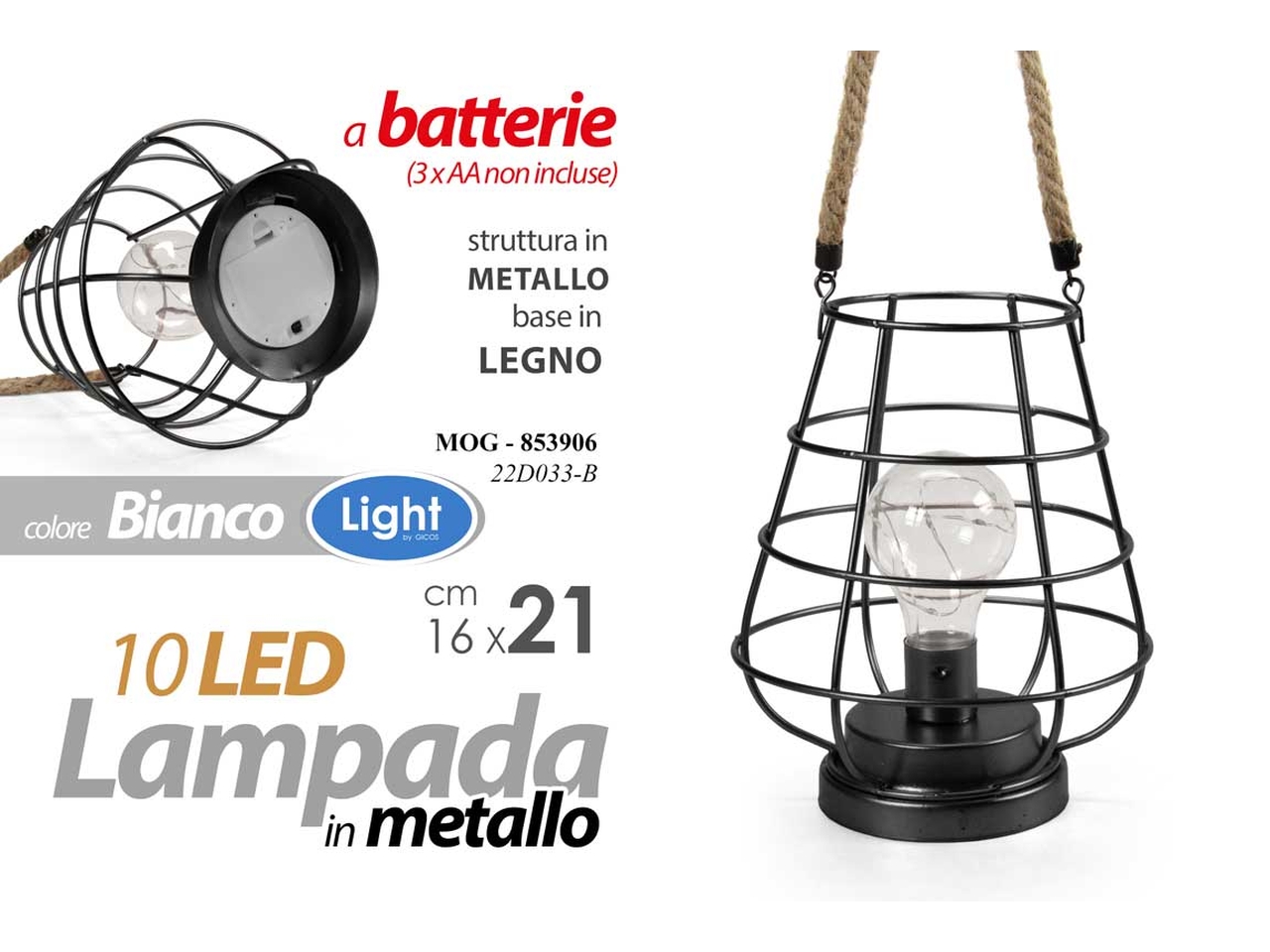 LAMPADA LED NERO 16X16X21 853906
