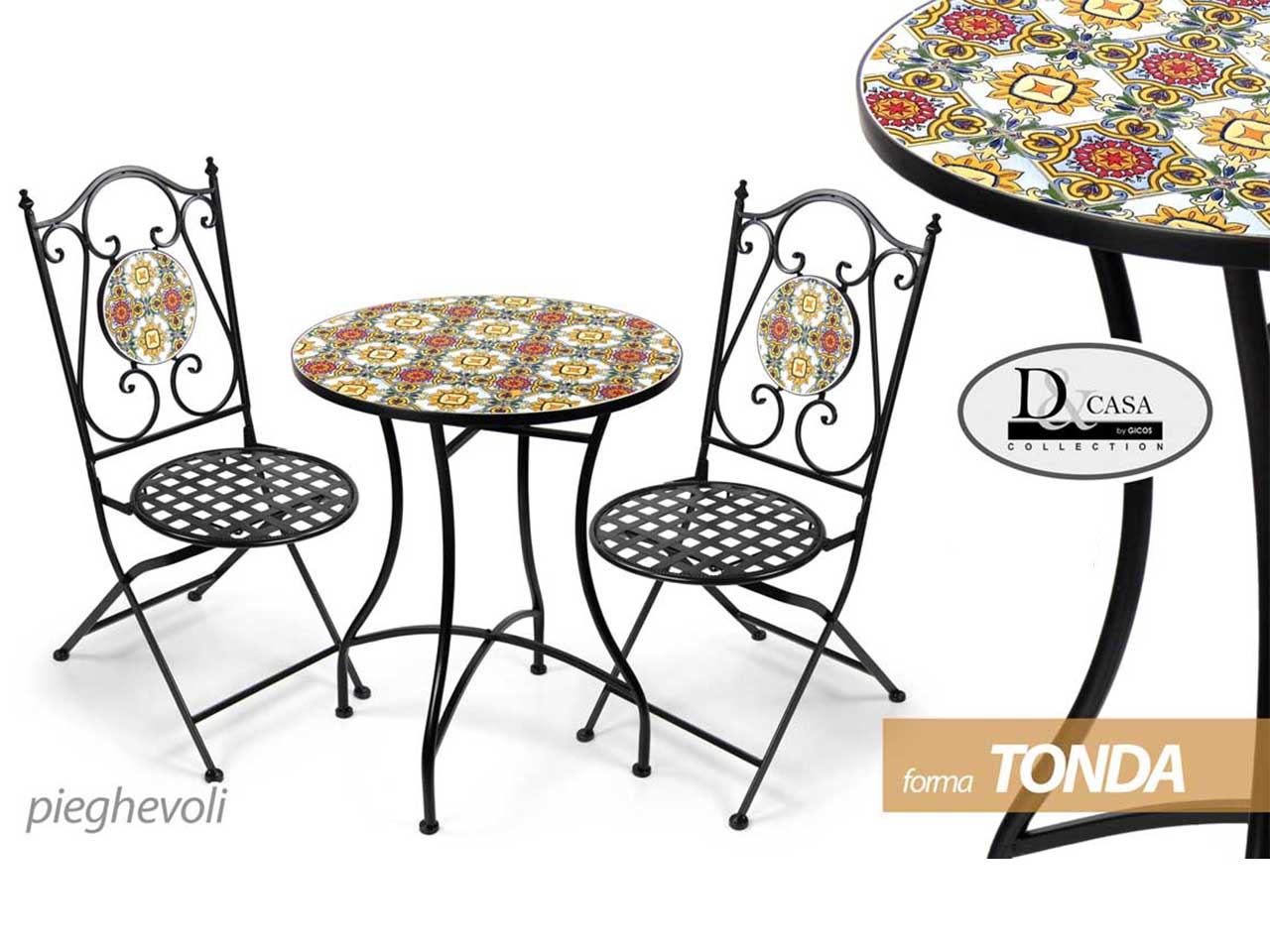 TAVOLO TONDO 58X72 2 SEDIE METAL 866616