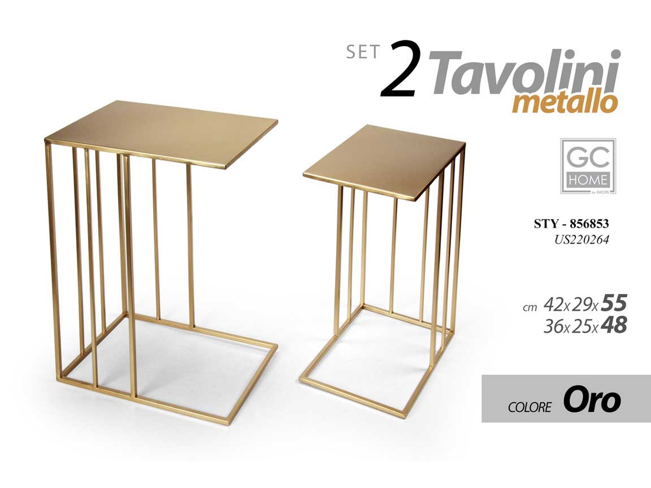 SET 2 TAVOLINI FER ORO H.55/H.48 856853