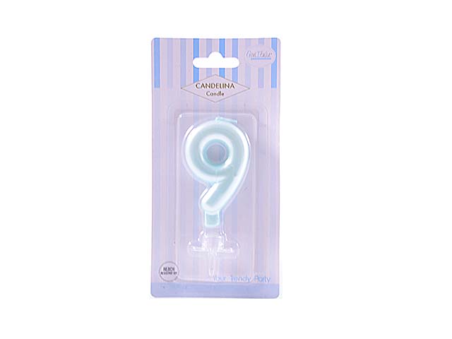 CANDELINA PERLATA N.9 AZZURRO 8,5cm 50589