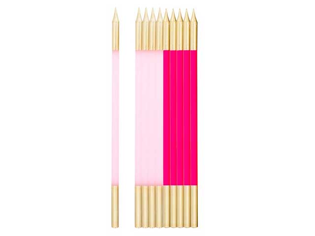 CANDELINA+SUP.FUCSIA/ORO 10pz 15,5cm50591