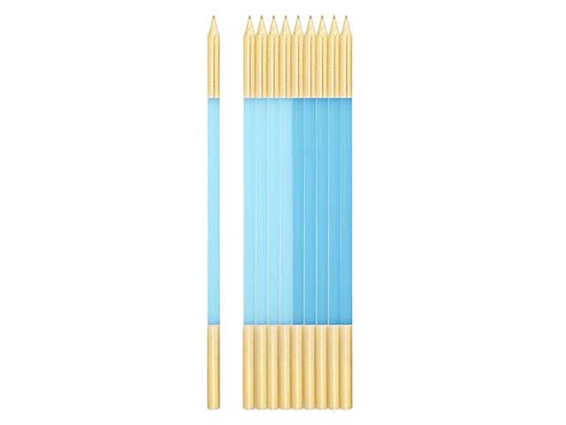 CANDELINA+SUP.AZZ./ORO 10pz 15,5cm50592