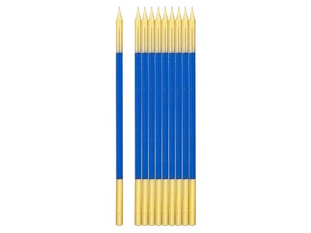 CANDELINA+SUP. BLU/ORO 10pz 15,5cm50594