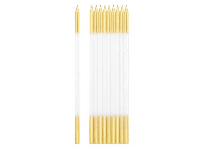 CANDELINE 15,5CM 10PZ BIANCO E ORO2250595