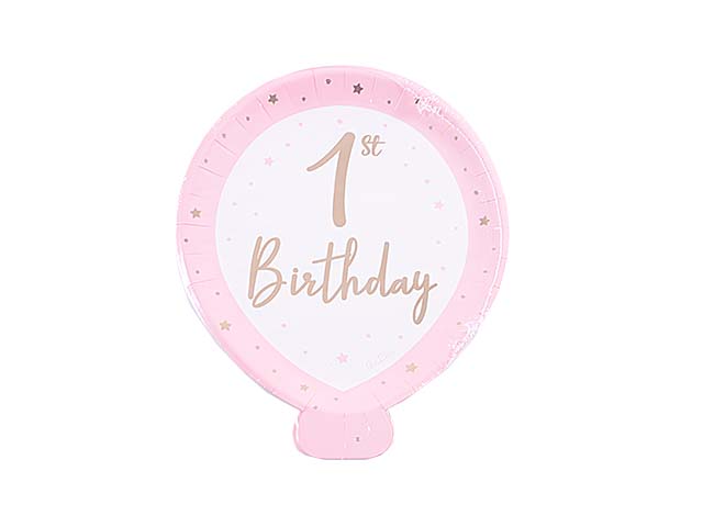 PIATTI BALLOON 1ST BIRTHDAY ROSA/ORO 8pz 64028 PIATTI BALLOON 1ST BIRTHDAY ROSA/ORO 8pz 64028