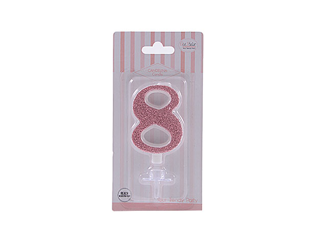 CANDELINA GLITTER N.8 9,5cm ROSE GOLD 50768