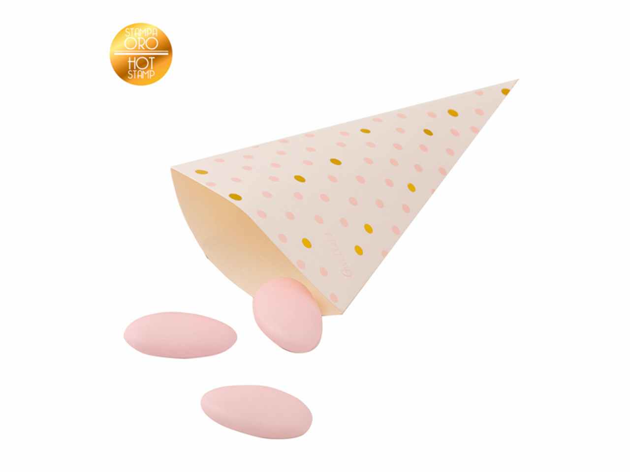 CONI CARTA 10pz ROSA C/STAMPA ORO 8x17cm 25224 CONI CARTA 10pz ROSA C/STAMPA ORO 8x17cm 25224