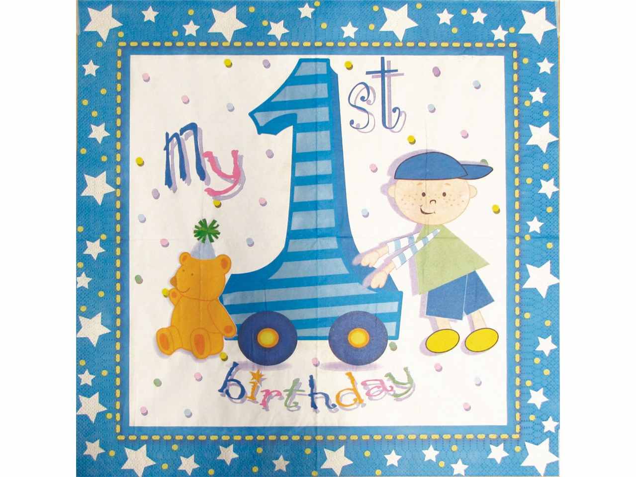 TOVAGLIOLI 1 COMPLEANNO AZZ.33x33cm 20pz. 62603
