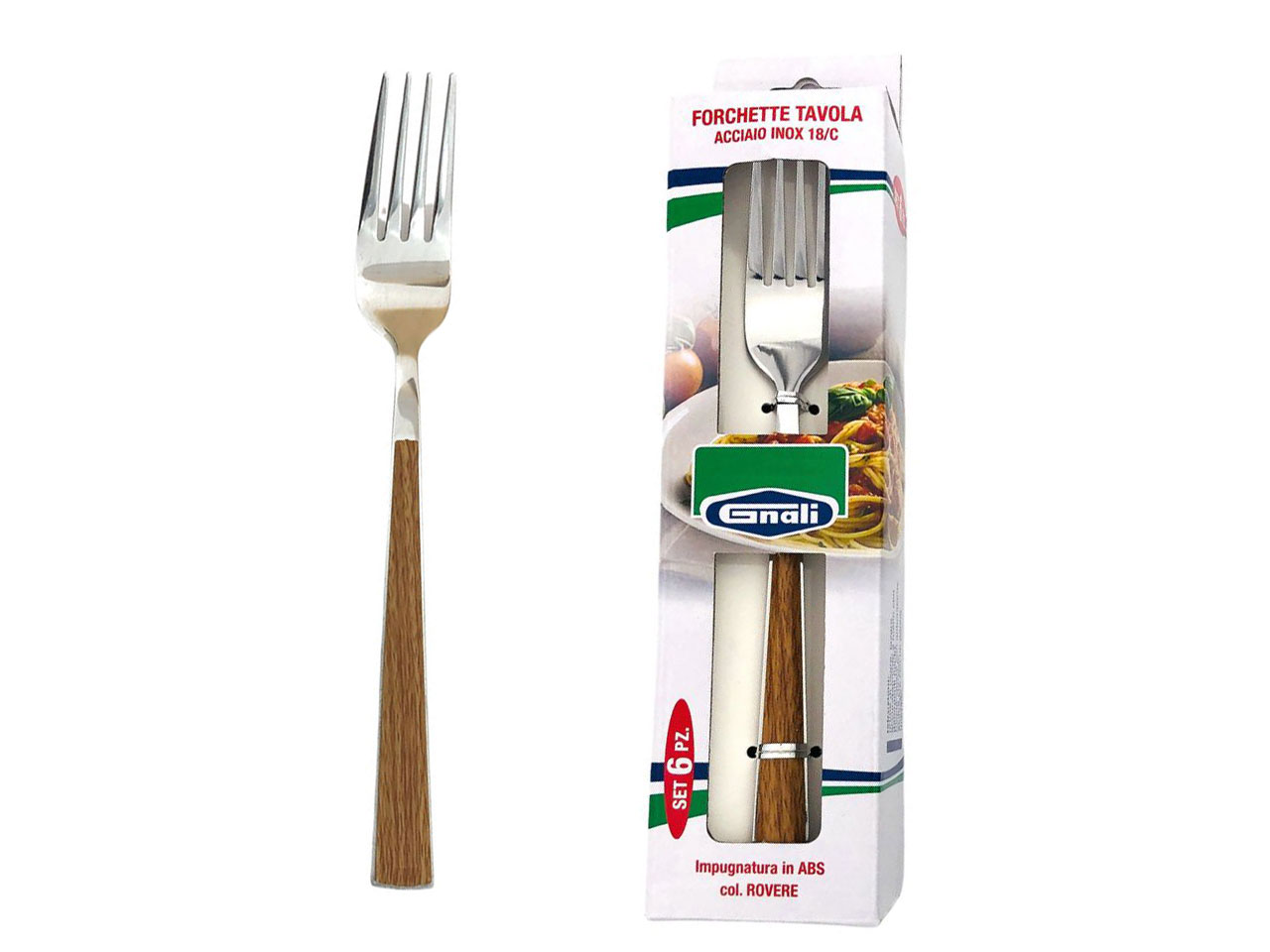 FORCHETTA TAVOLA MANICO ROVERE 6PZ K30DA/RO