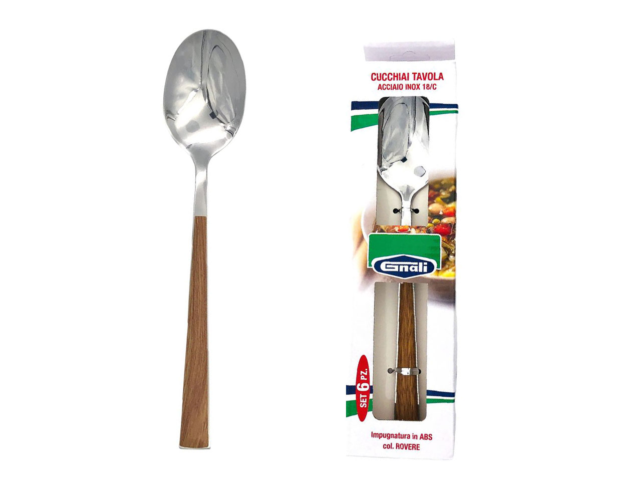 CUCCHIAIO TAVOLA MANICO ROVERE 6PZ K40DA/RO