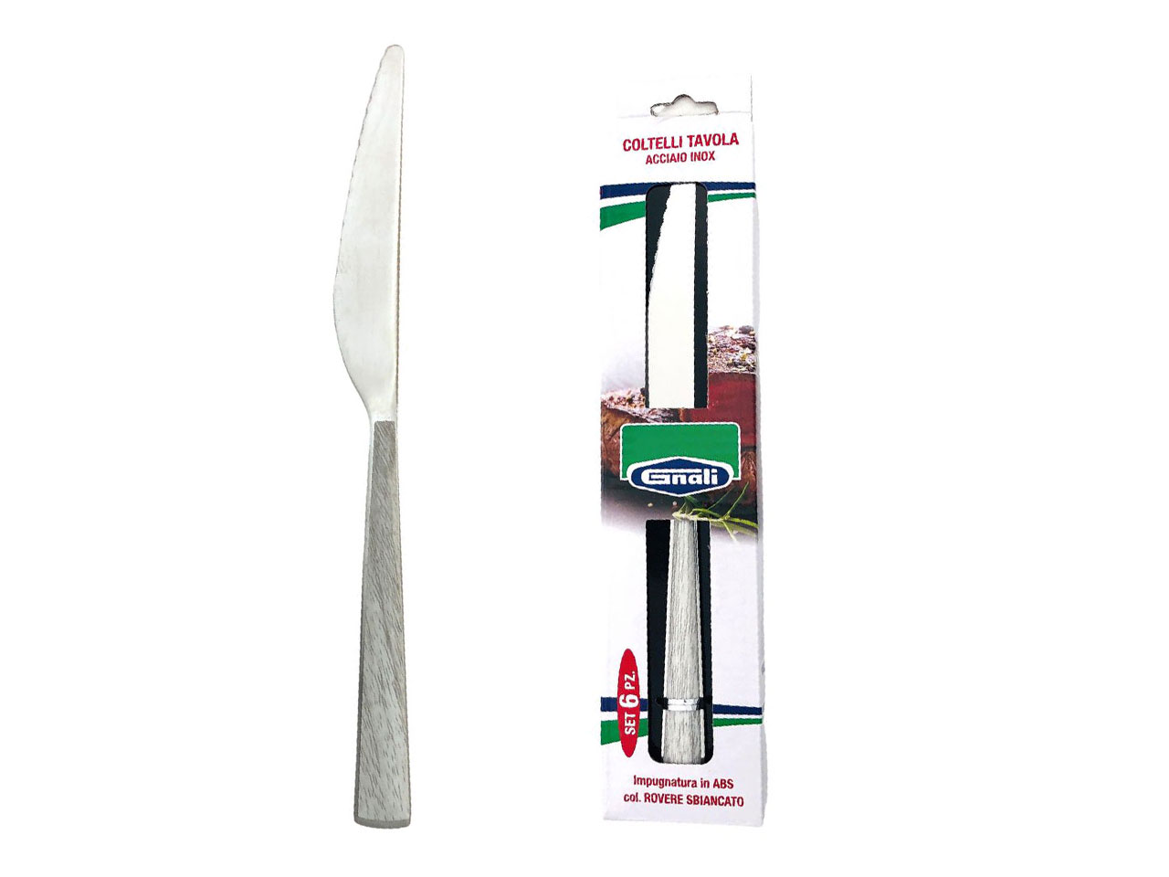COLTELLO TAVOLA MANICO ROVERE 6PZ K10DA/RS
