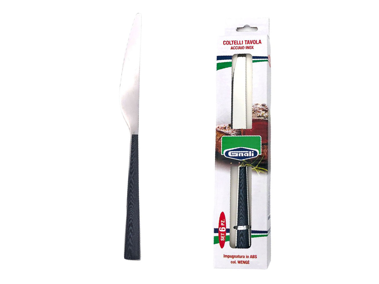 COLTELLO TAVOLA MANICO WENGE’ 6PZ K10DA/WE