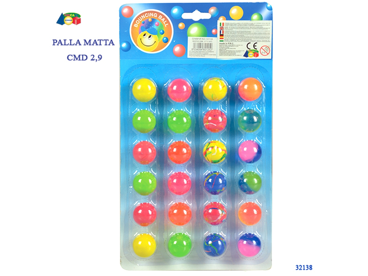 PALLA MATTA COLORI FLUO 24pz 32138