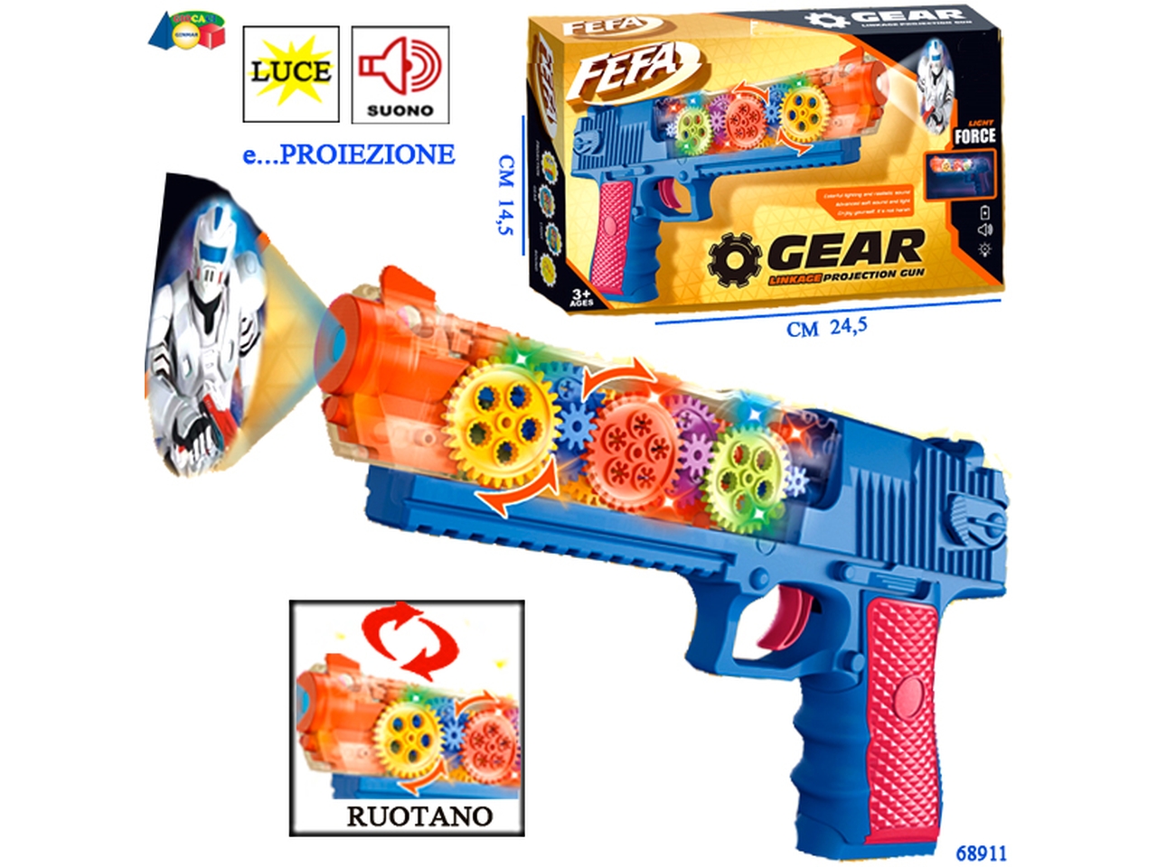 PISTOLA C/SUONI/LUCI/PROIEZIONE 68911