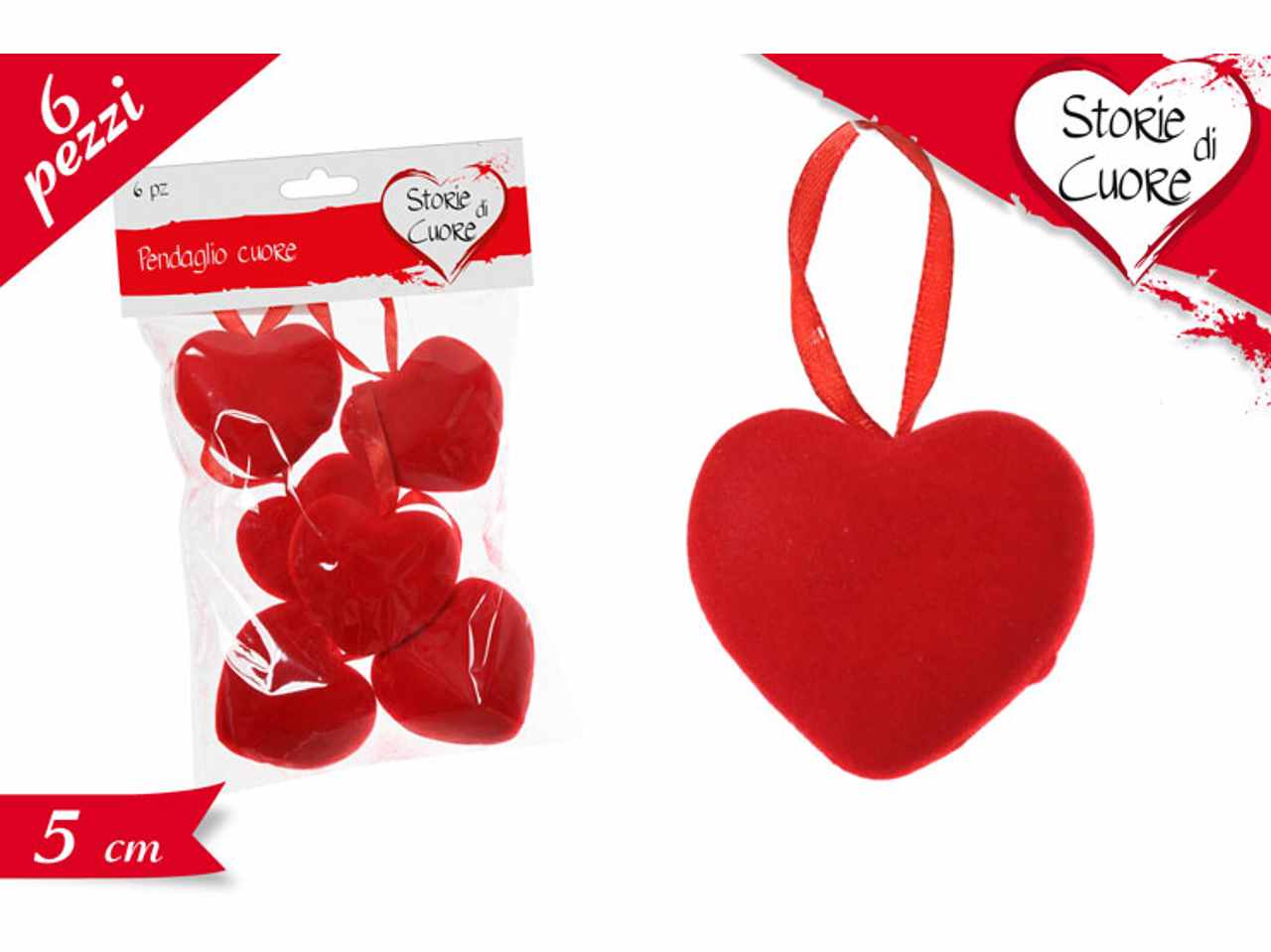 PENDAGLIO CUORE 6PEZZI 5CM 614932
