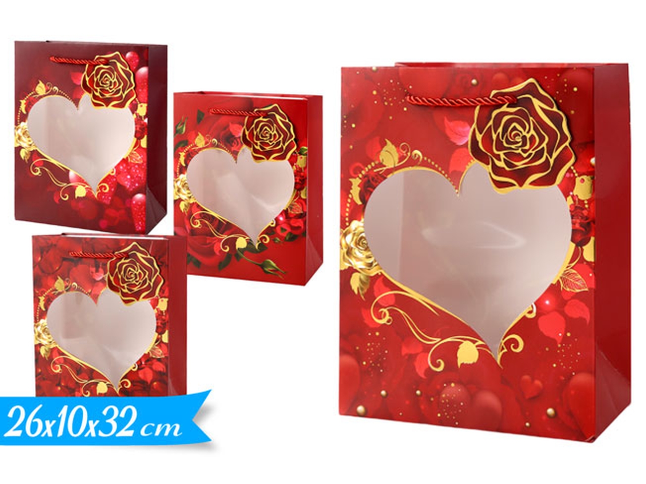 BUSTA CUORI 26X32X10CM ASSORTITA 451648