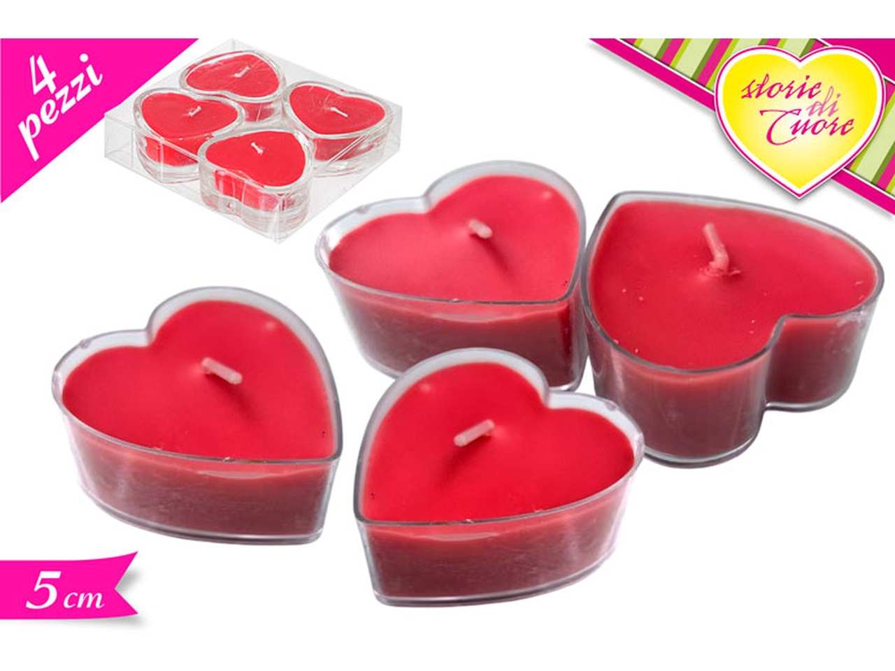 CANDELA CUORE 5CM 4PZ 574408