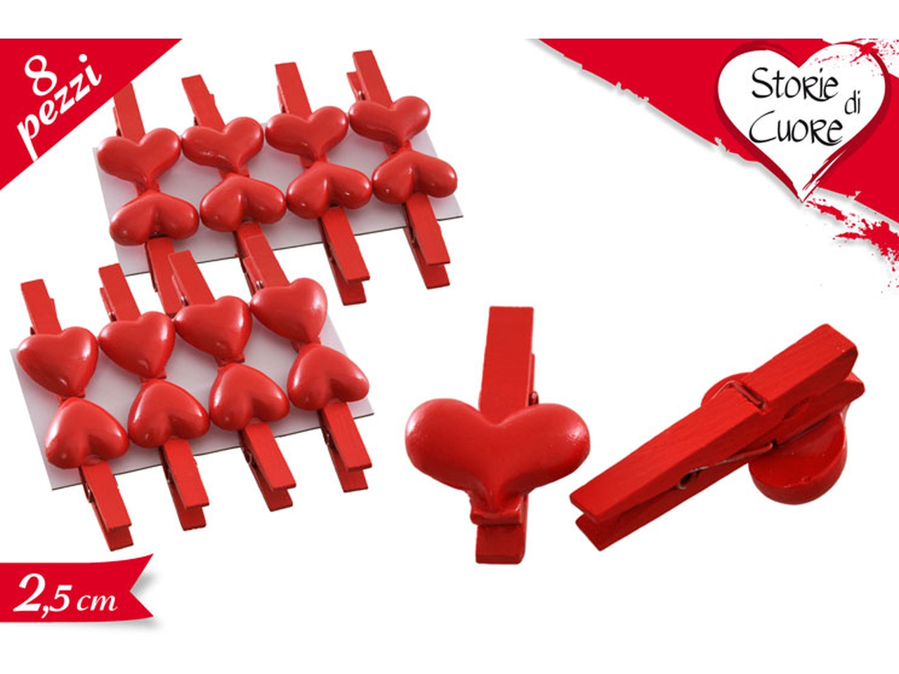 MOLLETTINE CUORE 2,5CM 8PZ ASS 615648
