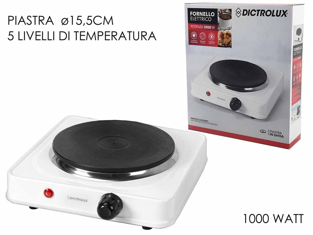 FORNELLO ELETTRICO 1000W CON TER 871501