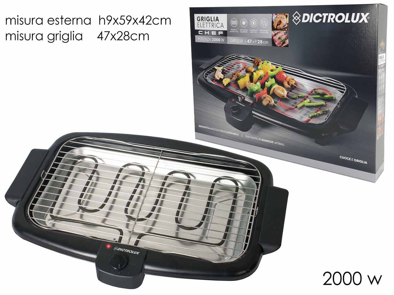 GRIGLIA ELETTRICA 2000WCHEF” 802901