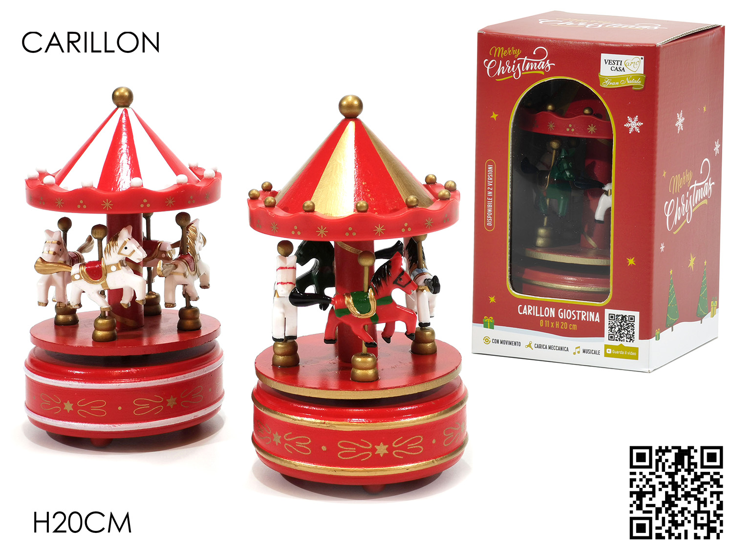 CARILLON GIOSTRA C/CAVALLI H.20CM 2ASS. 480707