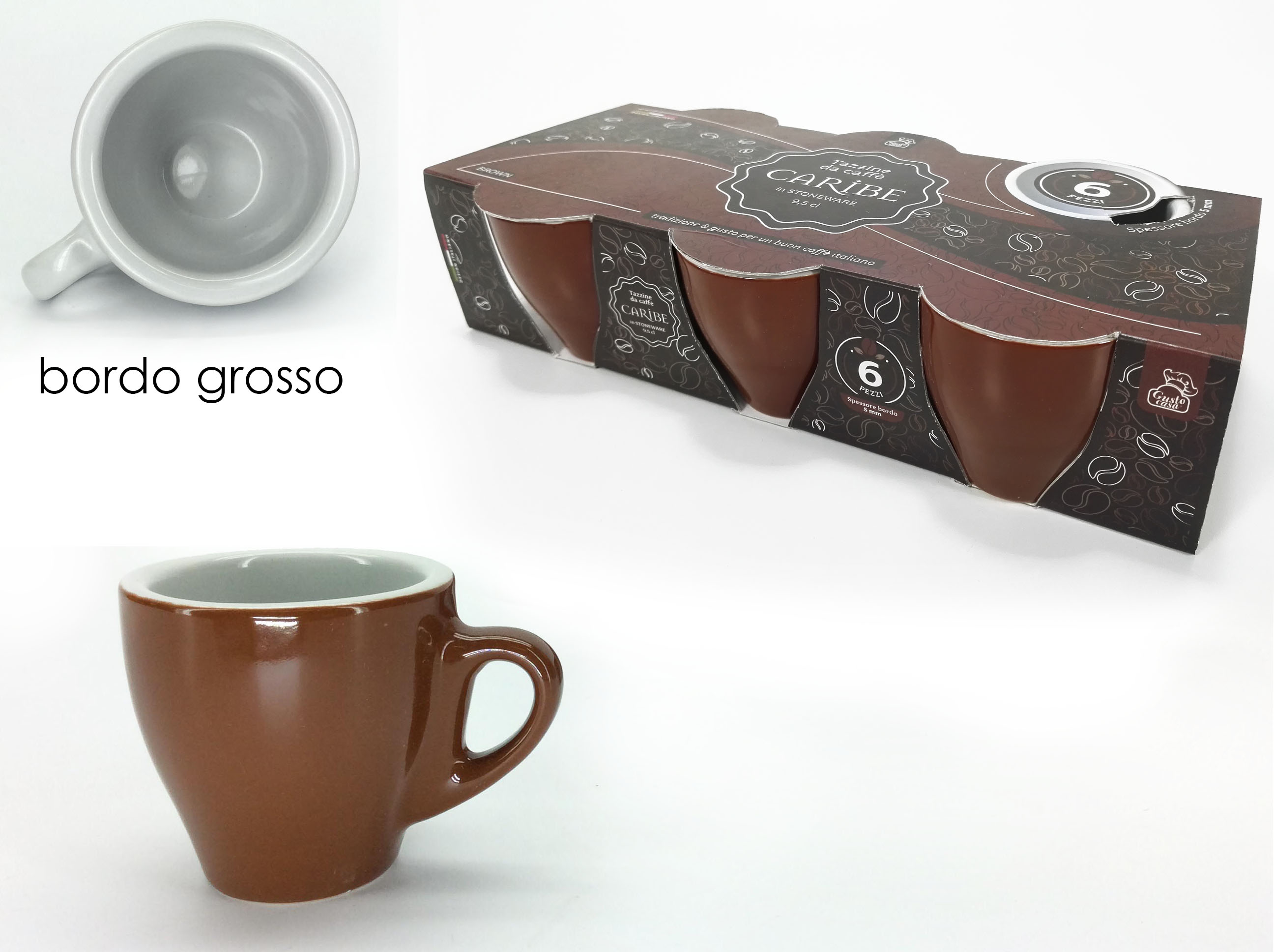 TAZZE CAFFE’ 6PZ CARIBE MARRONE 526129