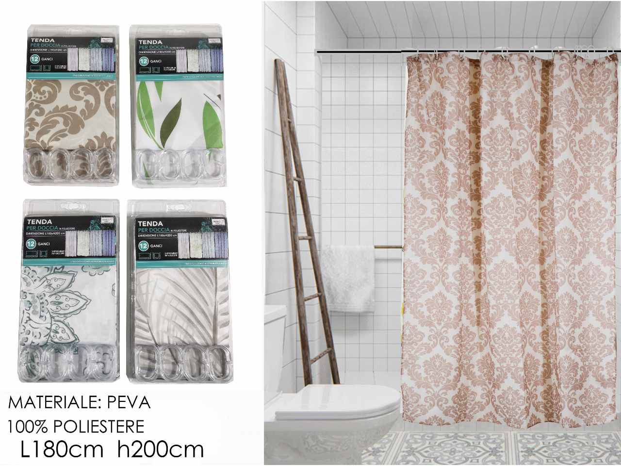 TENDA DOCCIA 180xH200cm NATURA 645385