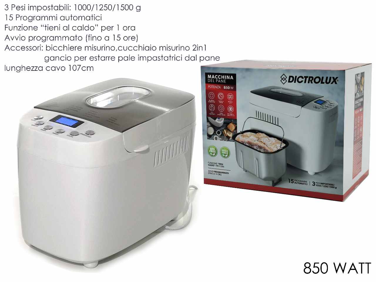MACCHINA DEL PANE 850W COLORE BI 884700