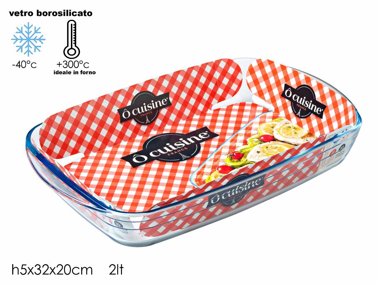 COUSINE PIROFILA IN VETRO RETTAN. 32X20CM 972151