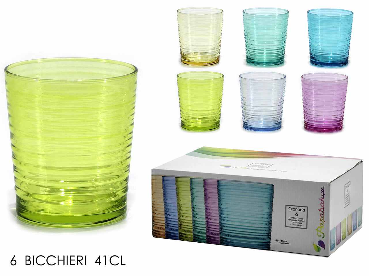 BICCHIERI GRANADA 41CL 6PZ 6ASS. 950892