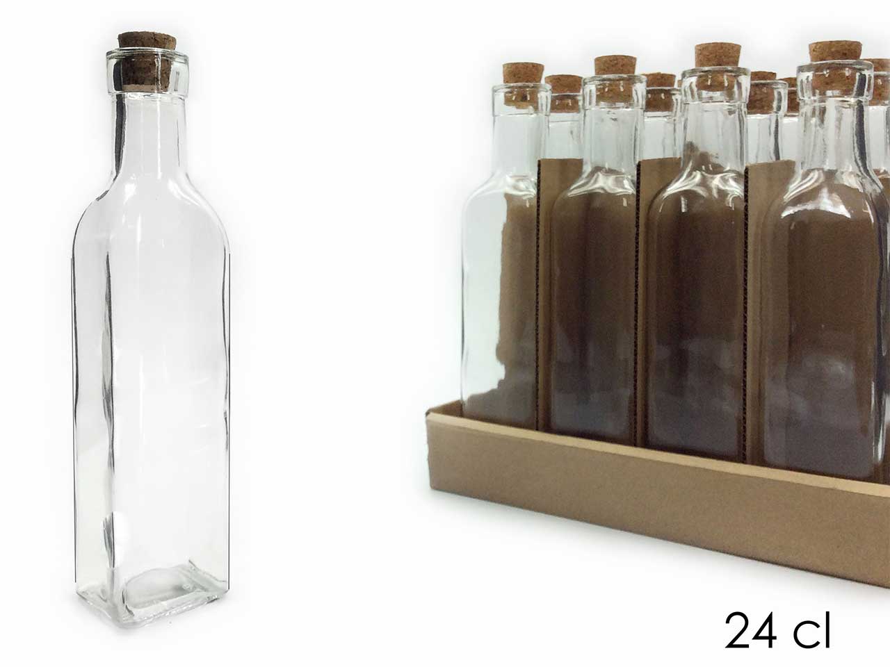 BOTTIGLIETTA IN VETRO QUADRATA C/TAPPO 704824