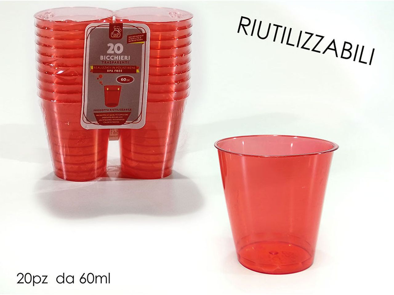 BICCHIERI 6CL ROSSI 20PZ 548959