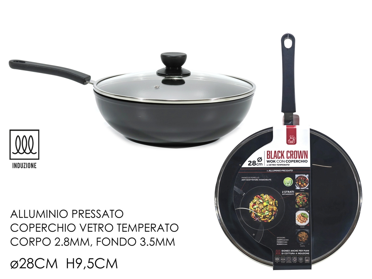 WOK 28CM MANICO COPERCHIO INDUZ. 572601