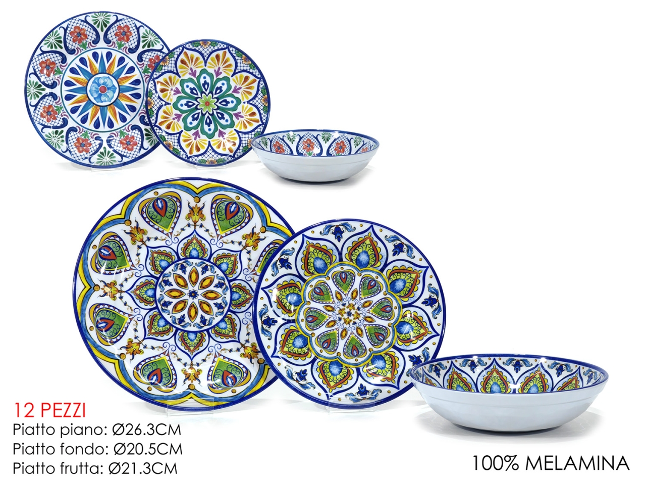 SET 12 PIATTI IN MELAMINA 2ASS 758600
