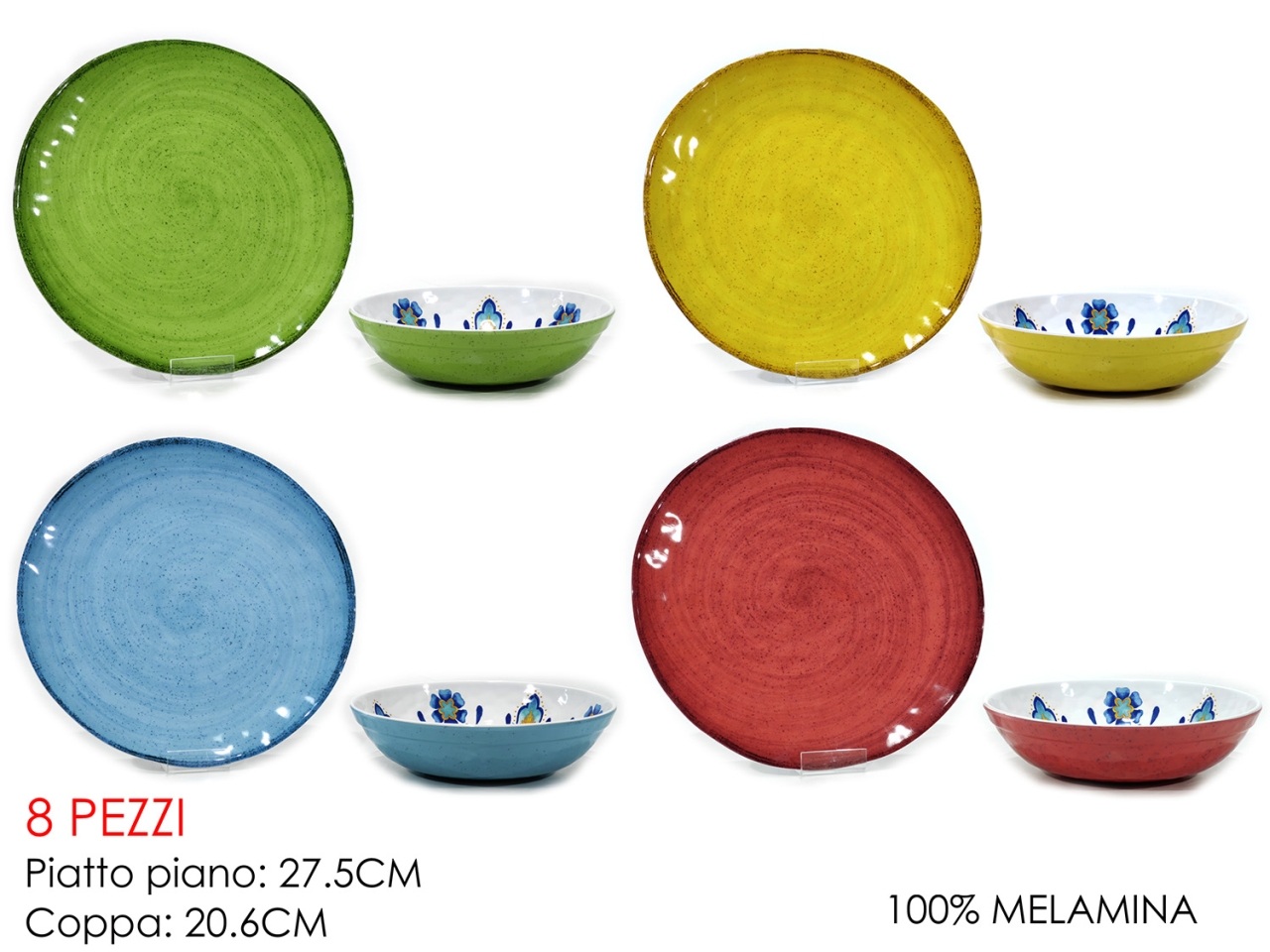 SET 8PIATTI PIANI+COPPA MELAMINA 758605
