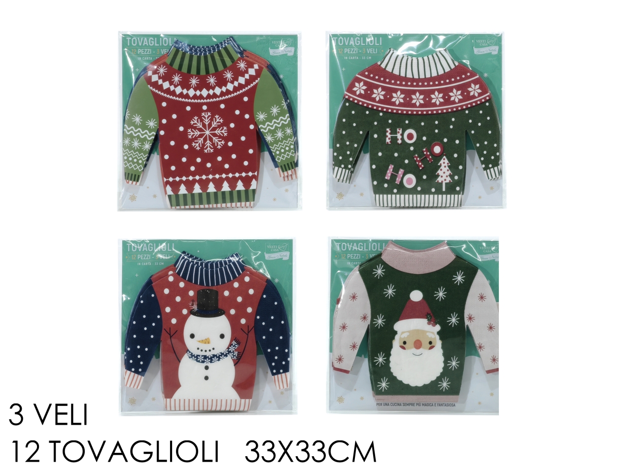 TOVAGLIOLI NATALIZII 33X33CM 12PZ 6ASS. 695014 TOVAGLIOLI NATALIZII 33X33CM 12PZ 6ASS. 695014