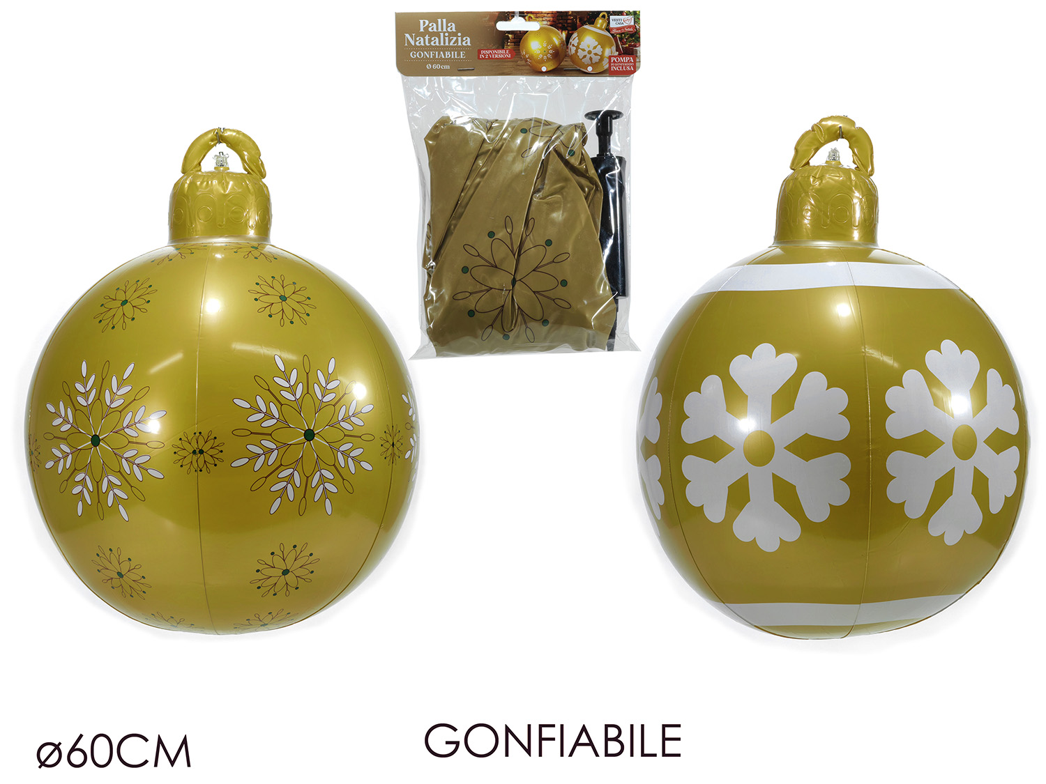PALLA NATALIZIA GONFIABILE 60CM ORO 2ASS 513015