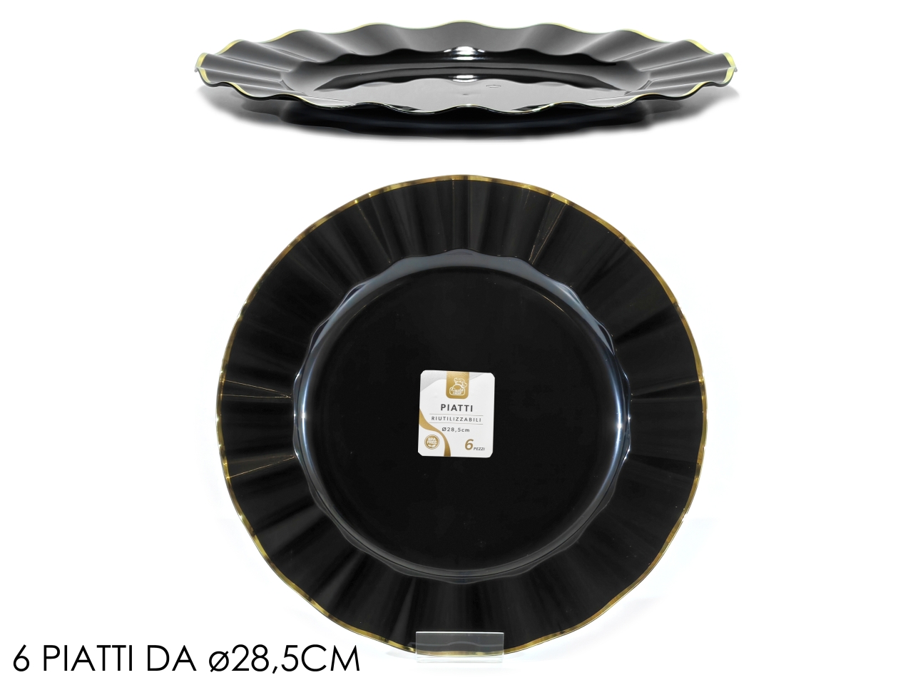 SERVIZIO PIATTI 28,5CM NERO 6PZ 491979