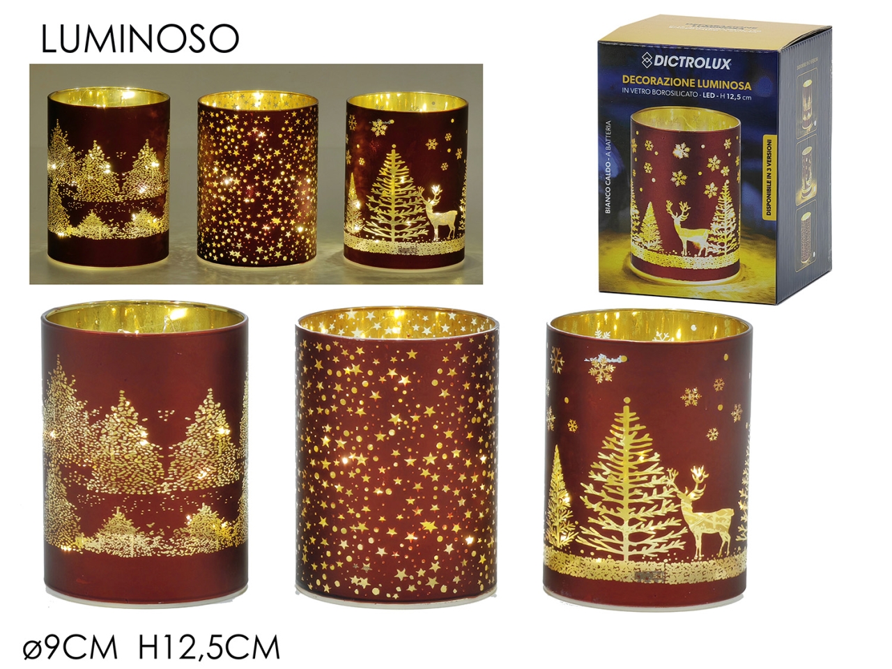 LUCE NAT.12,5CM ROSSO A BATTERIA 416864