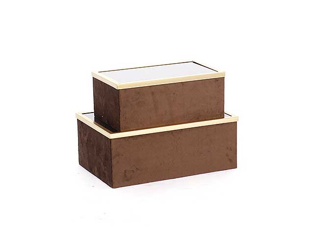 SCATOLE MARRONI VELLUTO/VETRO 2pz 130749 SCATOLE MARRONI VELLUTO/VETRO 2pz 130749