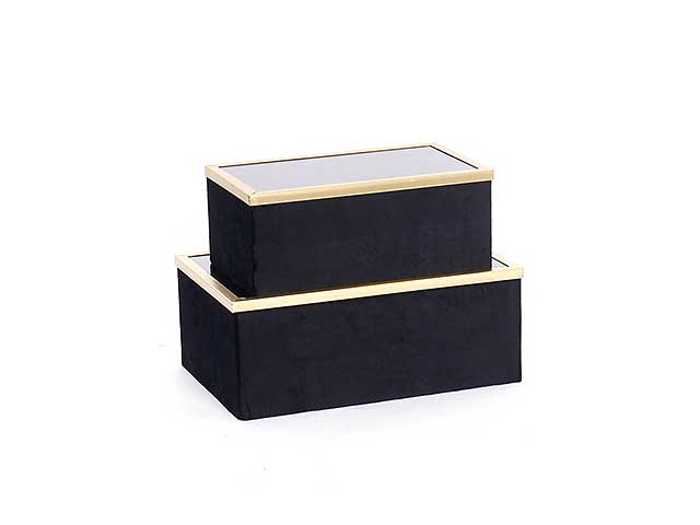 SCATOLE NERE VELLUTO/VETRO 2pz 130748 SCATOLE NERE VELLUTO/VETRO 2pz 130748