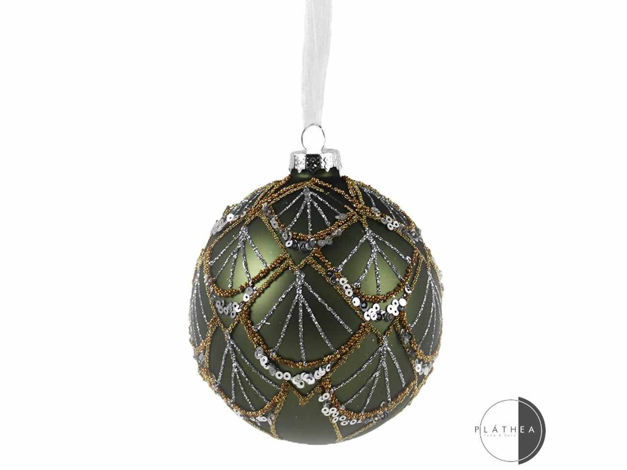 SFERA IN VETRO VERDE CON DECORAZ 132944