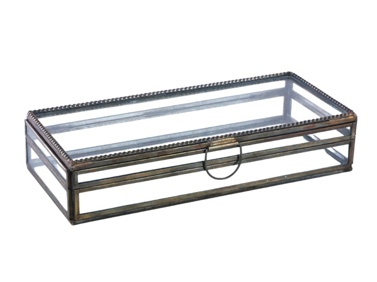 SCATOLA 23X10X4CM IN VETRO E MET 134359 SCATOLA 23X10X4CM IN VETRO E MET 134359